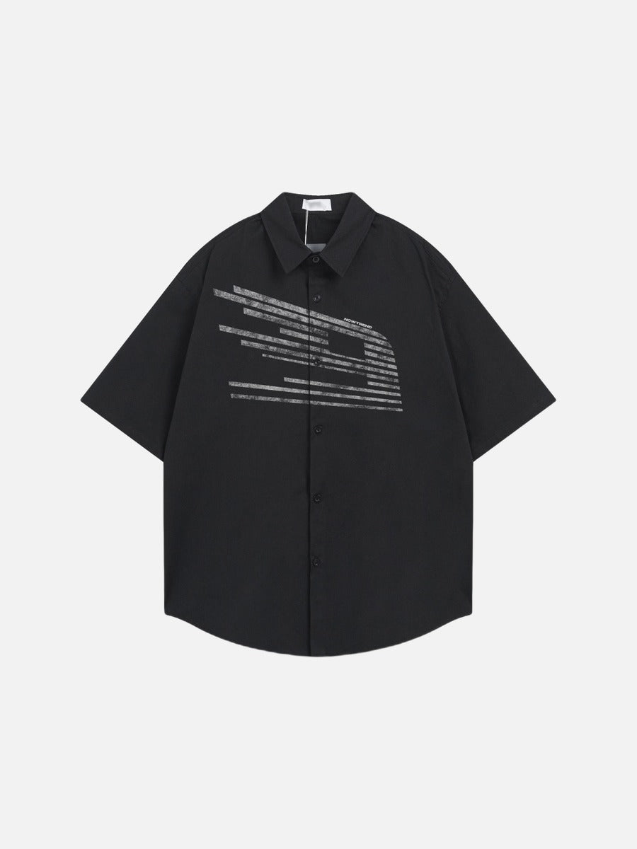 DAXUEN Oversized short-sleeved button-up shirt with graphic