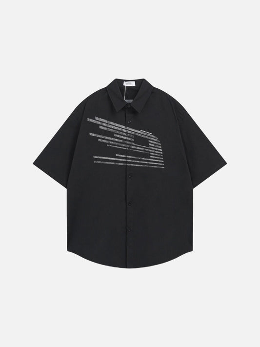 DAXUEN Oversized short-sleeved button-up shirt with graphic