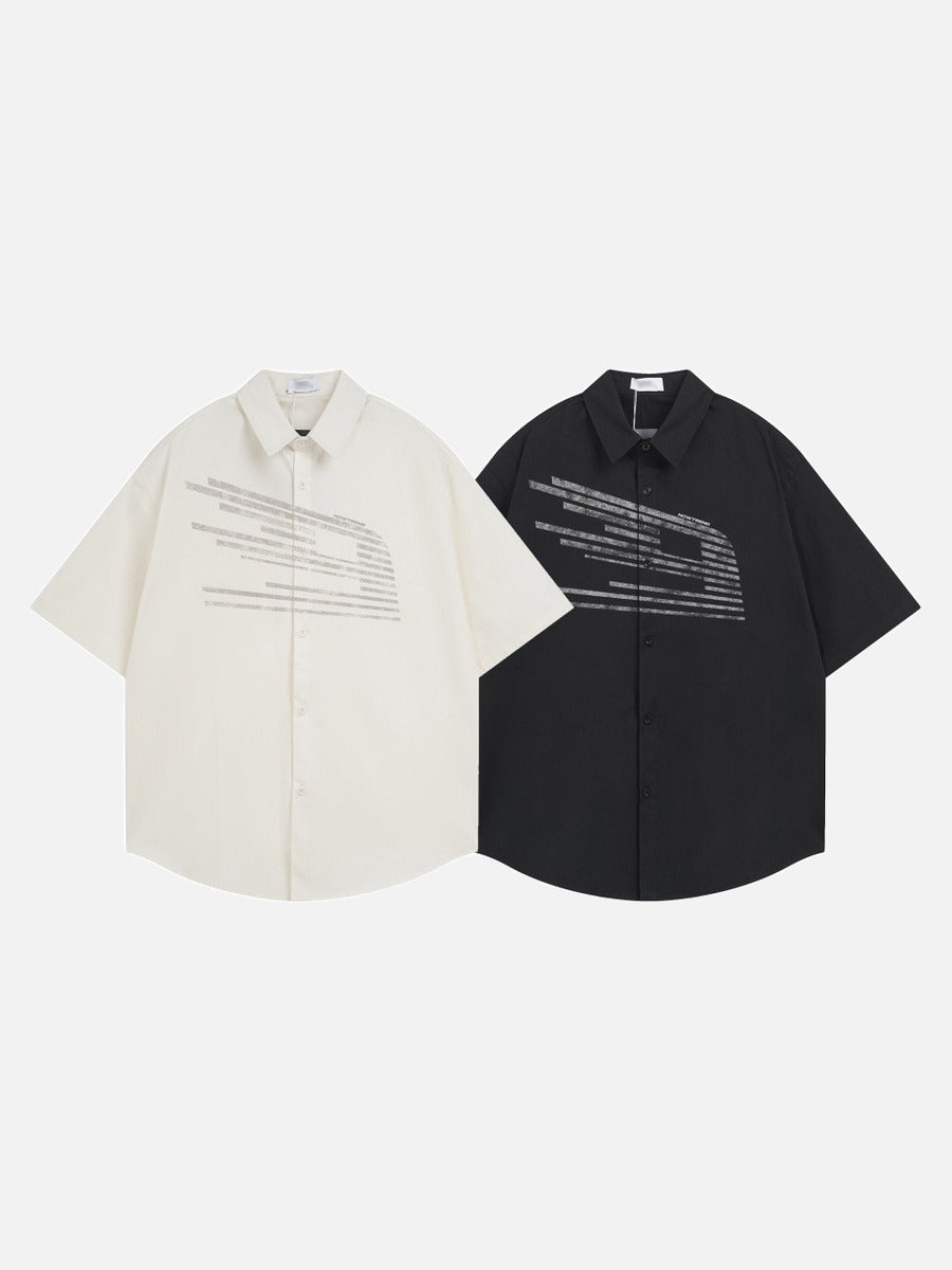 DAXUEN Oversized short-sleeved button-up shirt with graphic