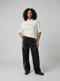 DAXUEN Oversized short-sleeved button-up shirt with graphic — model photo