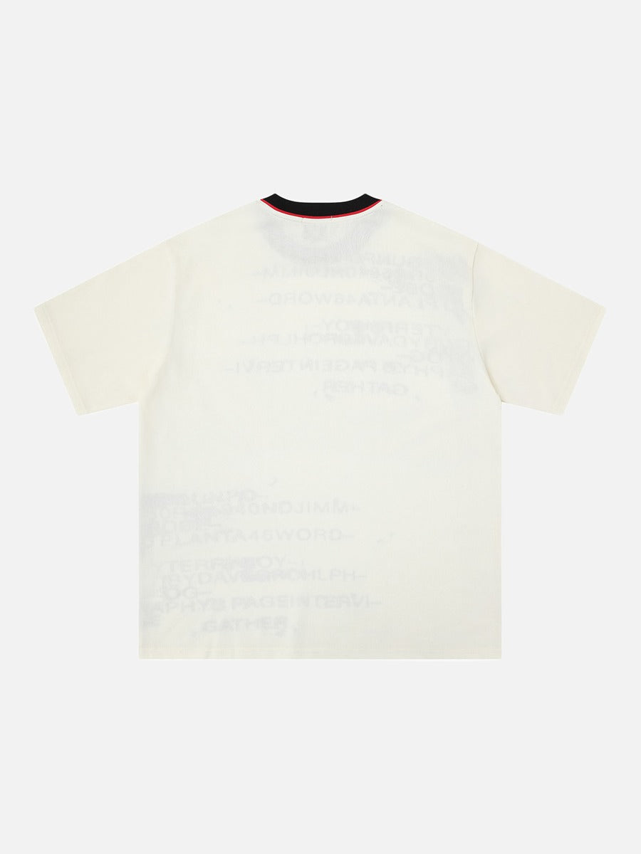 DAXUEN Abstract text graphic short-sleeved T-shirt