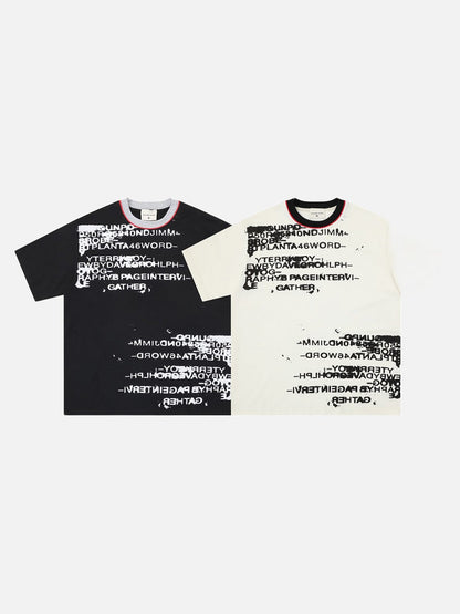 DAXUEN Abstract text graphic short-sleeved T-shirt
