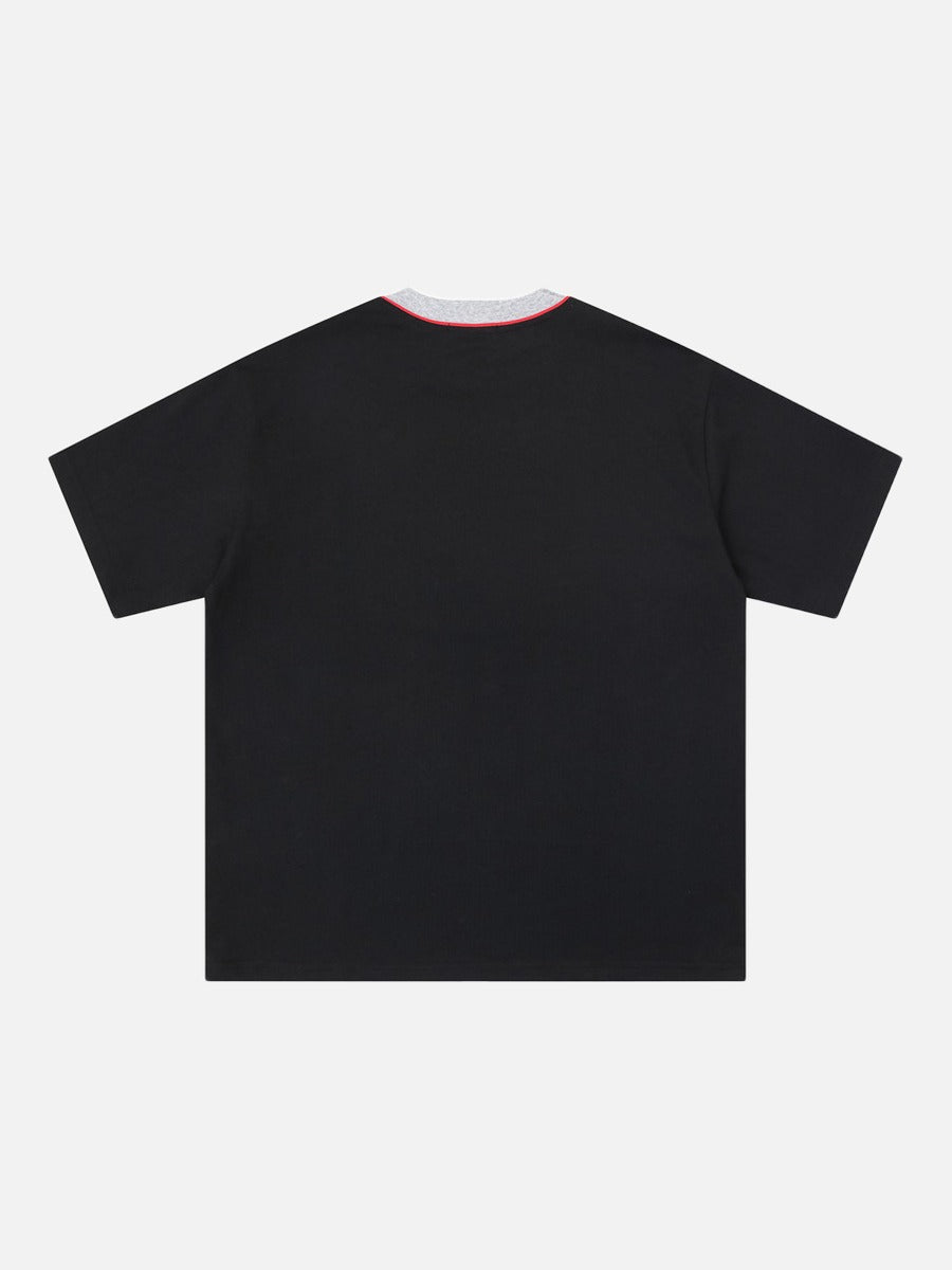DAXUEN Abstract text graphic short-sleeved T-shirt