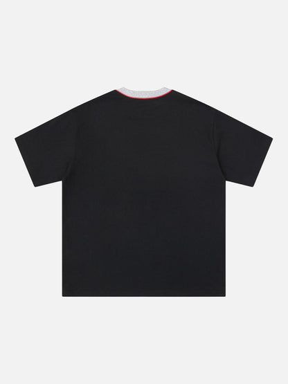 DAXUEN Abstract text graphic short-sleeved T-shirt