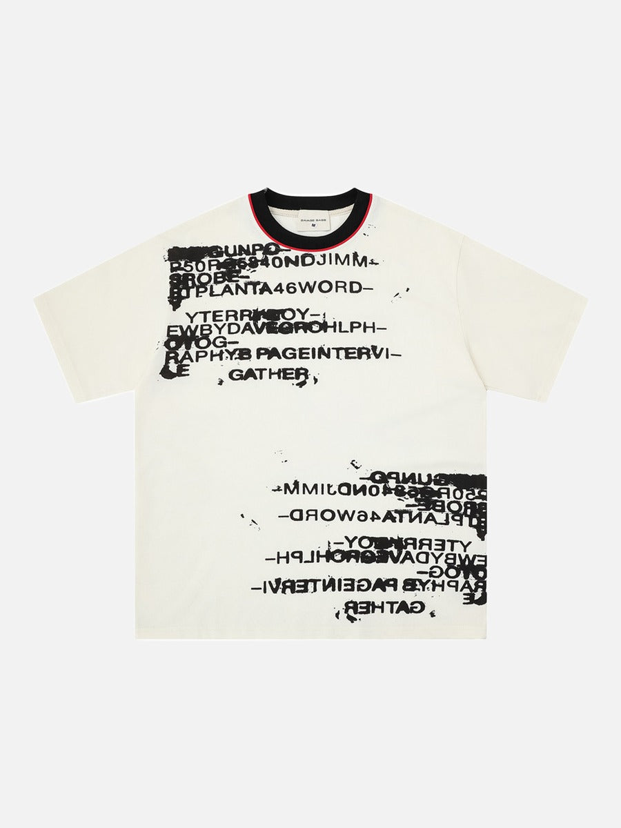 DAXUEN Abstract text graphic short-sleeved T-shirt
