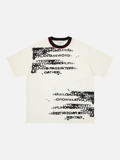 DAXUEN Abstract text graphic short-sleeved T-shirt