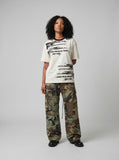 DAXUEN Abstract text graphic short-sleeved T-shirt — model photo