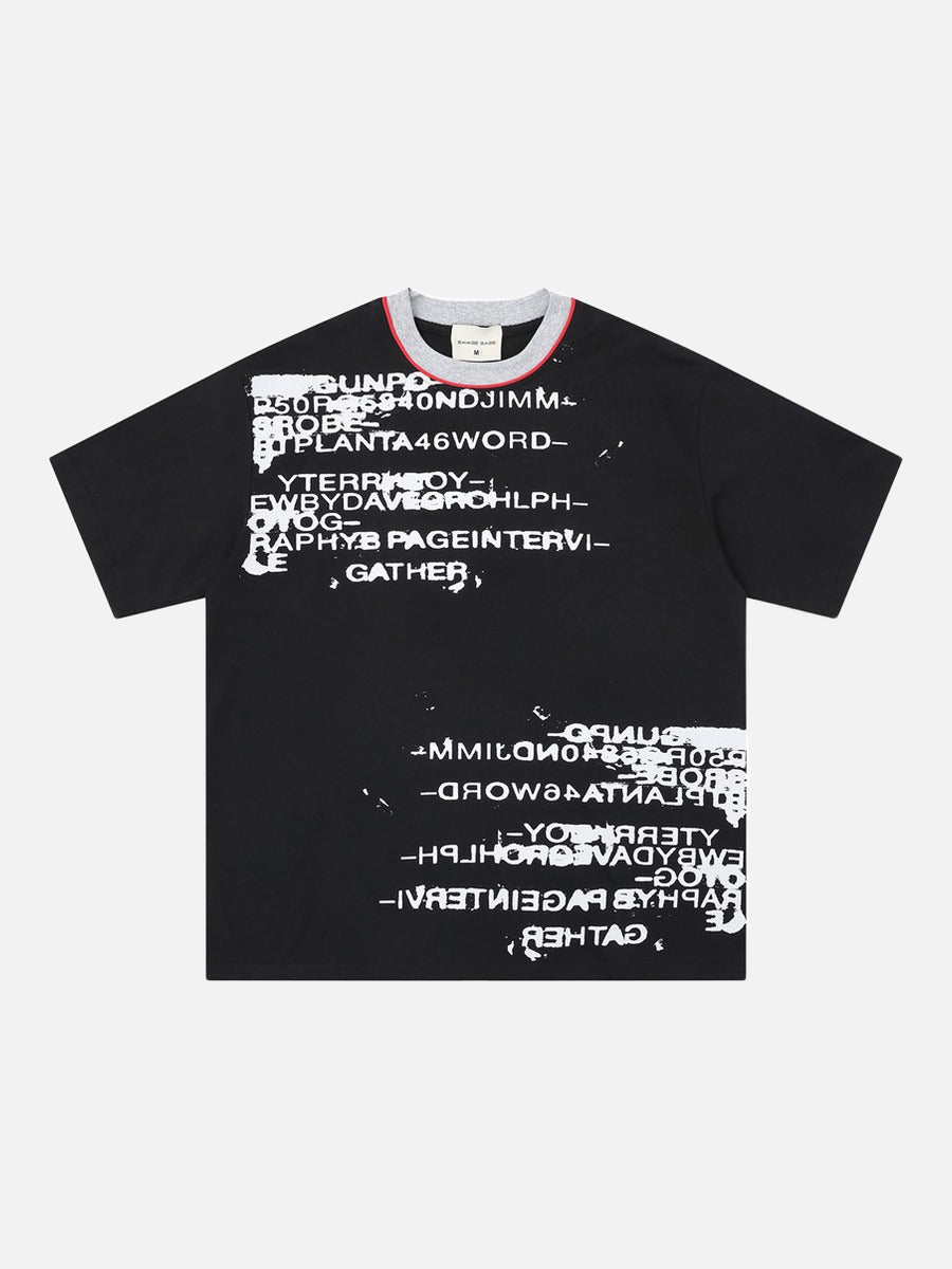 DAXUEN Abstract text graphic short-sleeved T-shirt