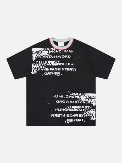 DAXUEN Abstract text graphic short-sleeved T-shirt
