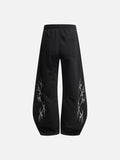 DAXUEN beige oversized abstract tribal graphic sweatpants
