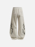 DAXUEN beige oversized abstract tribal graphic sweatpants