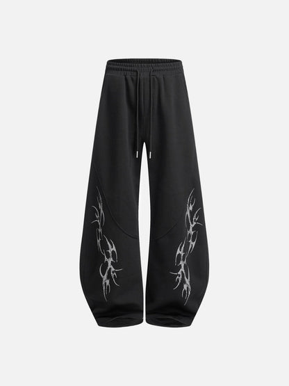 Abstract Tribal Graphic Wide-Leg Sweatpants