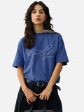 DAXUEN blue abstract wavy lines graphic t-shirt