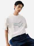 DAXUEN blue abstract wavy lines graphic t-shirt