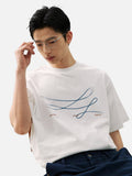 DAXUEN blue abstract wavy lines graphic t-shirt