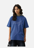 DAXUEN blue abstract wavy lines graphic t-shirt