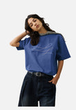 DAXUEN blue abstract wavy lines graphic t-shirt
