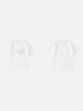DAXUEN blue abstract wavy lines graphic t-shirt