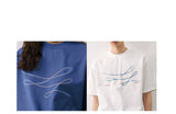DAXUEN blue abstract wavy lines graphic t-shirt