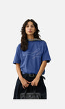DAXUEN blue abstract wavy lines graphic t-shirt