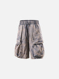 DAXUEN Wide-leg cargo shorts in faded grey-blue denim