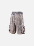 DAXUEN Wide-leg cargo shorts in faded grey-blue denim