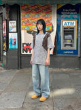 DAXUEN Oversized acid wash short-sleeved T-shirt — model photo
