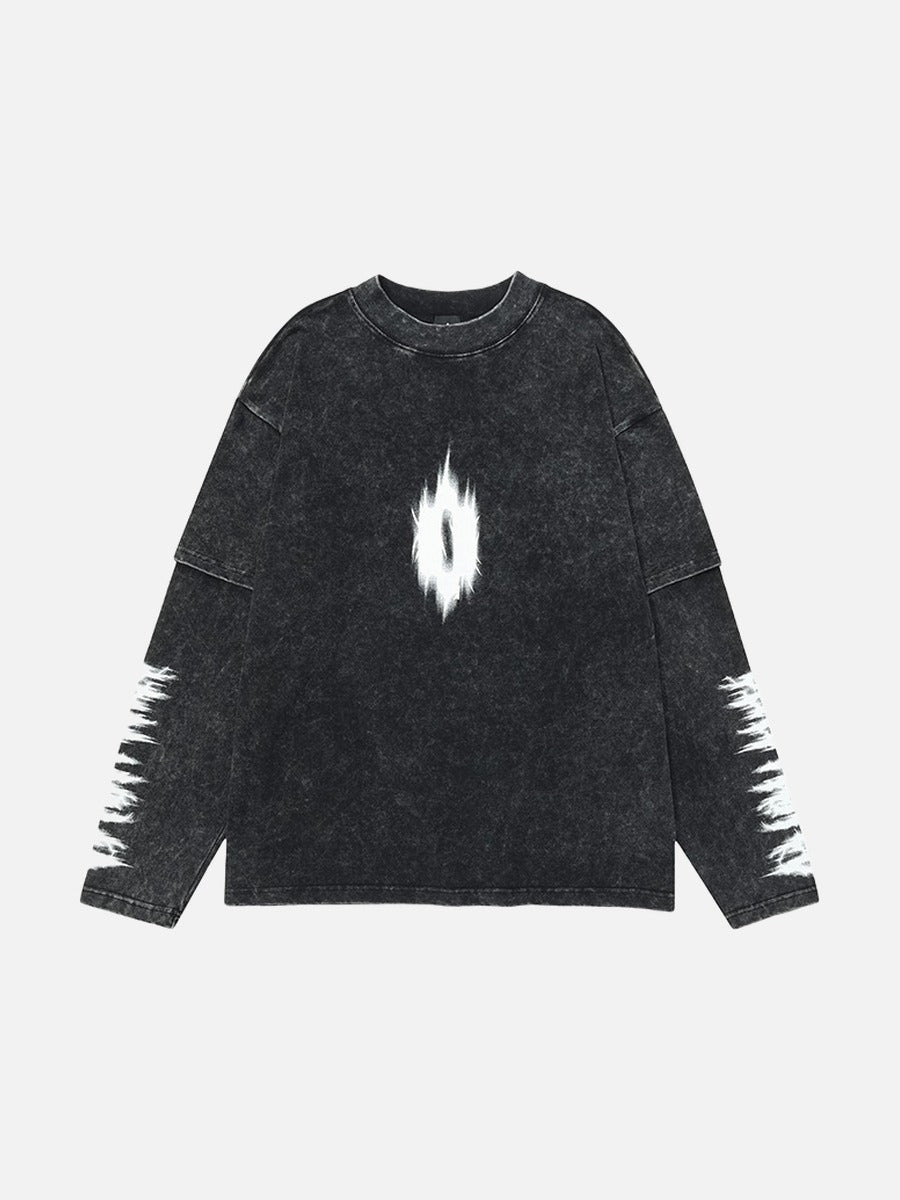 DAXUEN Acid wash long sleeve t-shirt with graphic design