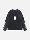 DAXUEN Acid wash long sleeve t-shirt with graphic design — model photo