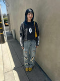 DAXUEN Acid wash long sleeve t-shirt with graphic design