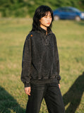 Acid Wash Oversized Mock Neck Sweatshirt