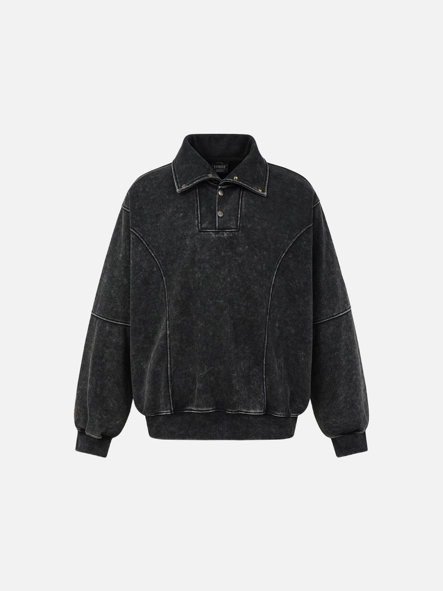 Acid Wash Oversized Mock Neck Sweatshirt