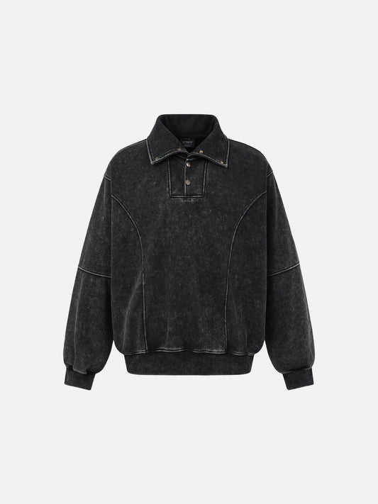 Acid Wash Oversized Mock Neck Sweatshirt