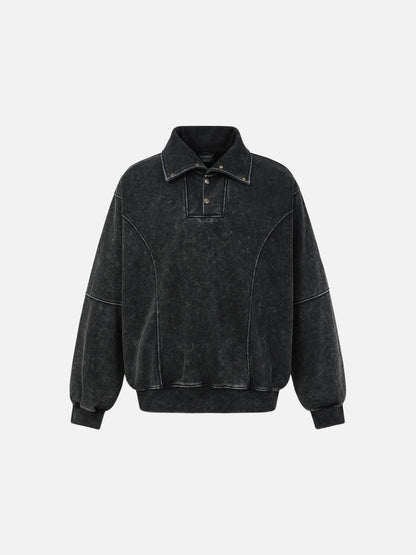 Acid Wash Oversized Mock Neck Sweatshirt