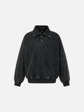 Acid Wash Oversized Mock Neck Sweatshirt