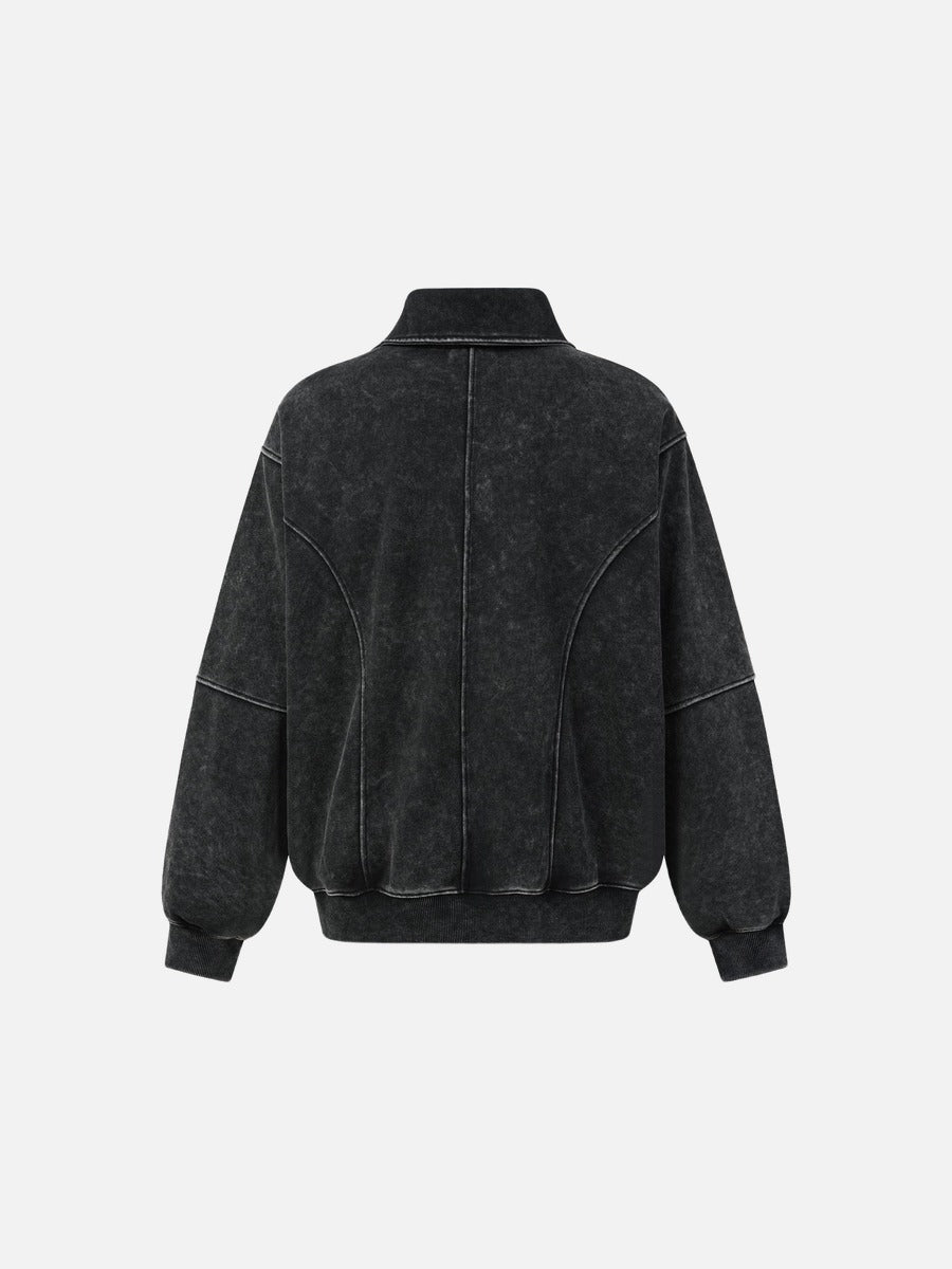 Acid Wash Oversized Mock Neck Sweatshirt