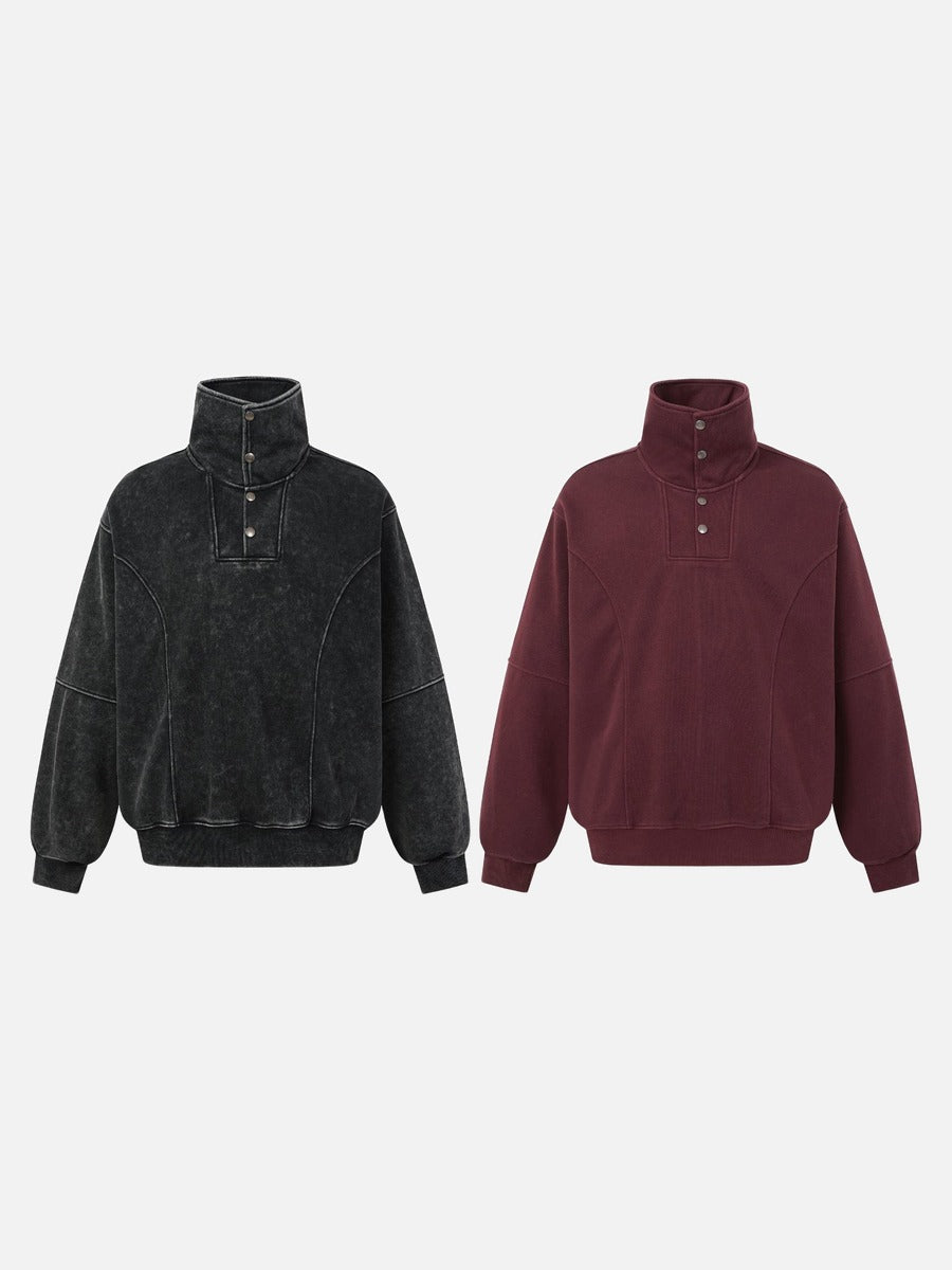 Acid Wash Oversized Mock Neck Sweatshirt