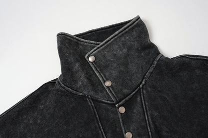 Acid Wash Oversized Mock Neck Sweatshirt