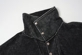 Acid Wash Oversized Mock Neck Sweatshirt