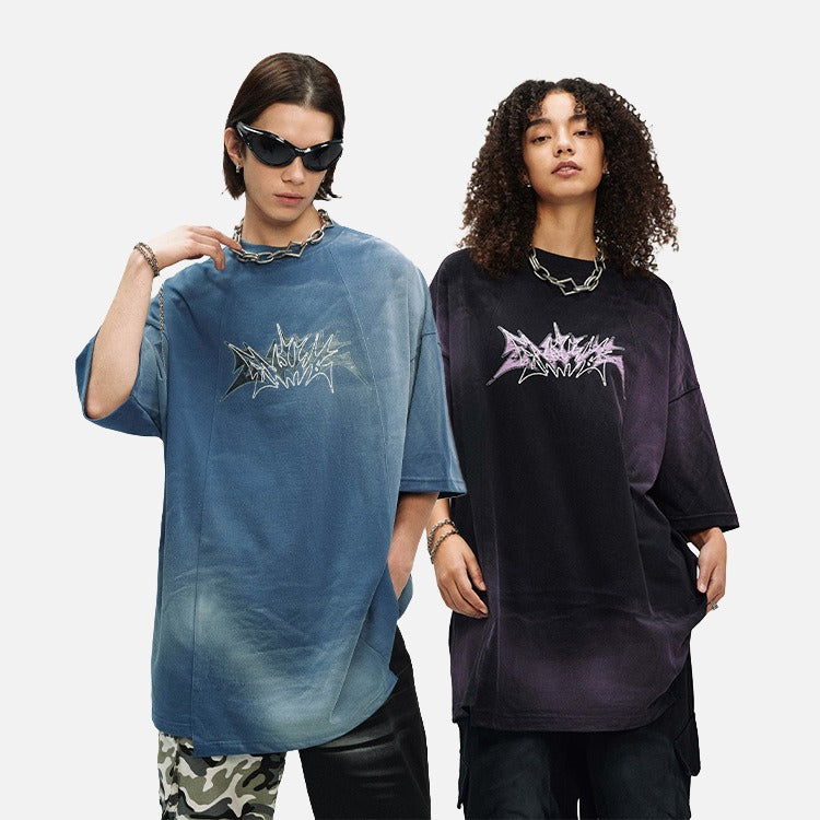 DAXUEN Oversized acid wash t-shirt with graphic design