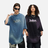 DAXUEN Oversized acid wash t-shirt with graphic design
