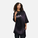 DAXUEN Oversized acid wash t-shirt with graphic design — model photo