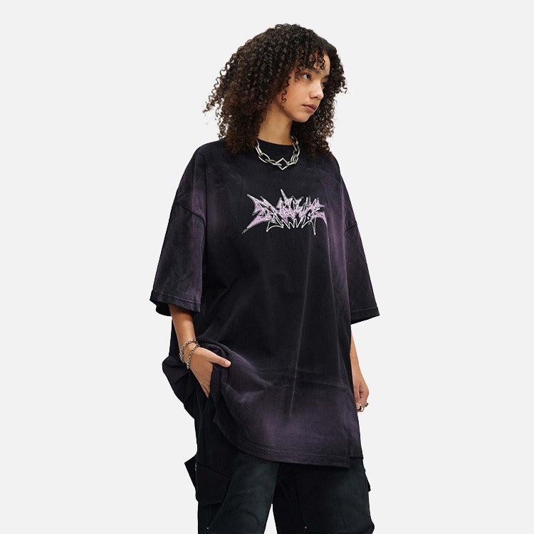 DAXUEN Oversized acid wash t-shirt with graphic design