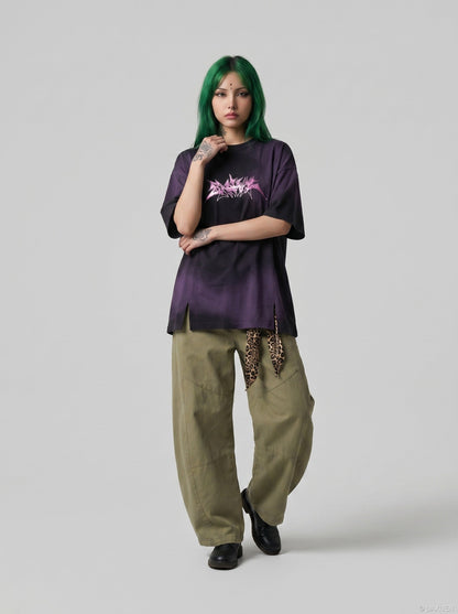 DAXUEN Oversized acid wash t-shirt with graphic design — model photo