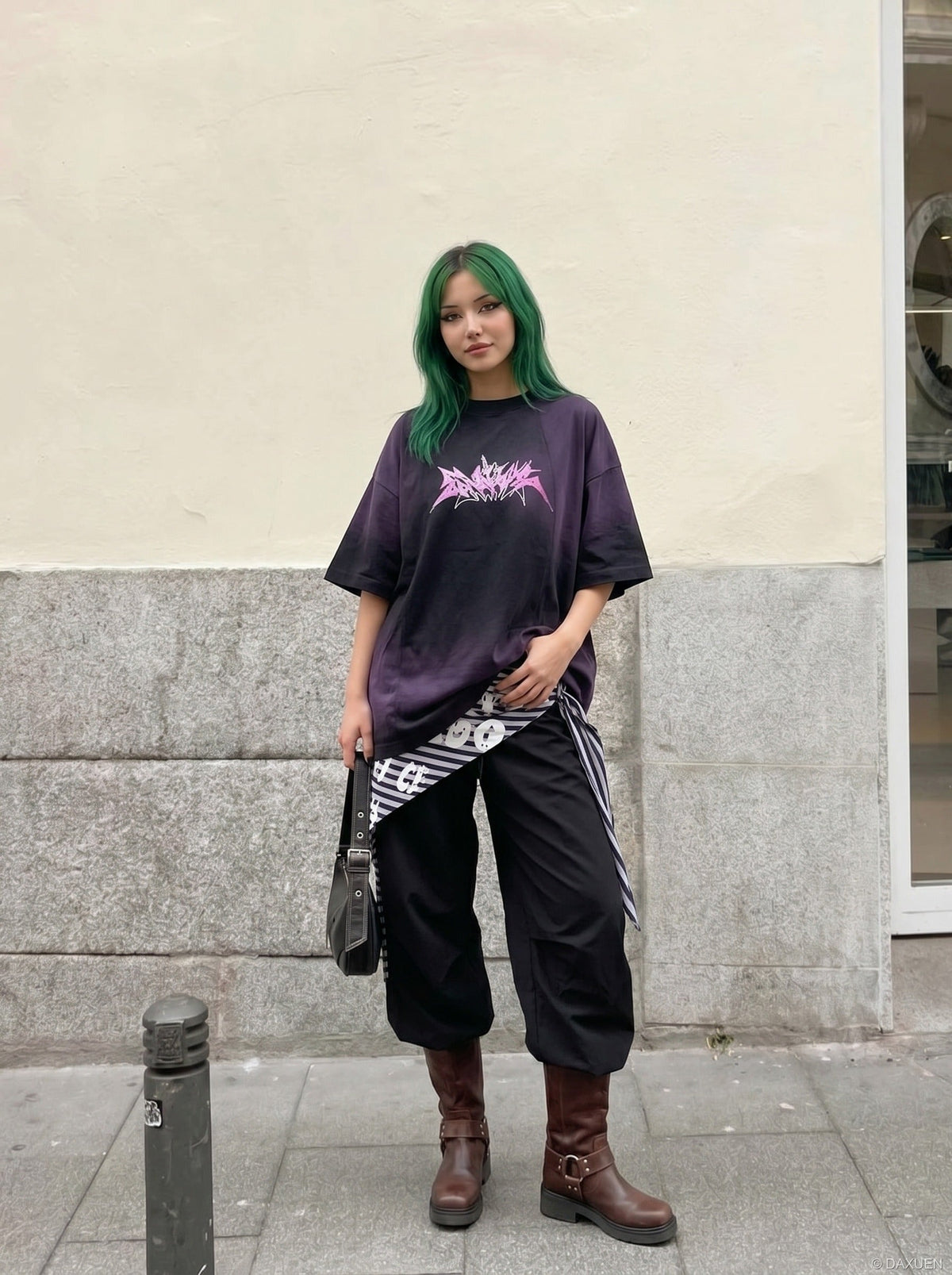 DAXUEN Oversized acid wash t-shirt with graphic design