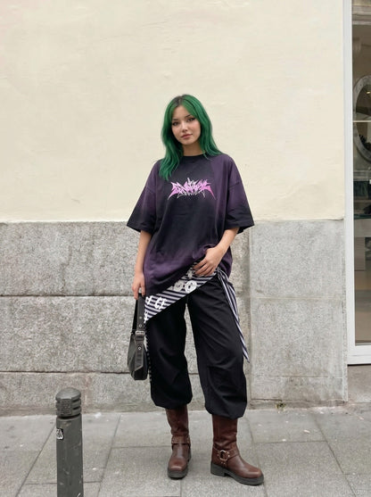 DAXUEN Oversized acid wash t-shirt with graphic design