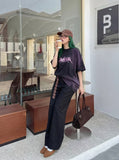 DAXUEN Oversized acid wash t-shirt with graphic design