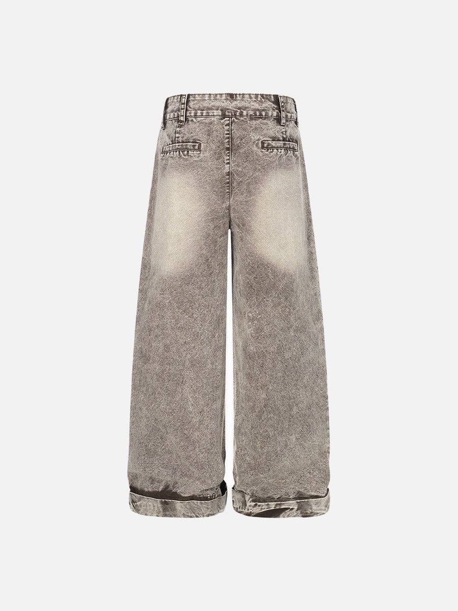 DAXUEN Wide-leg denim jeans with acid wash effect