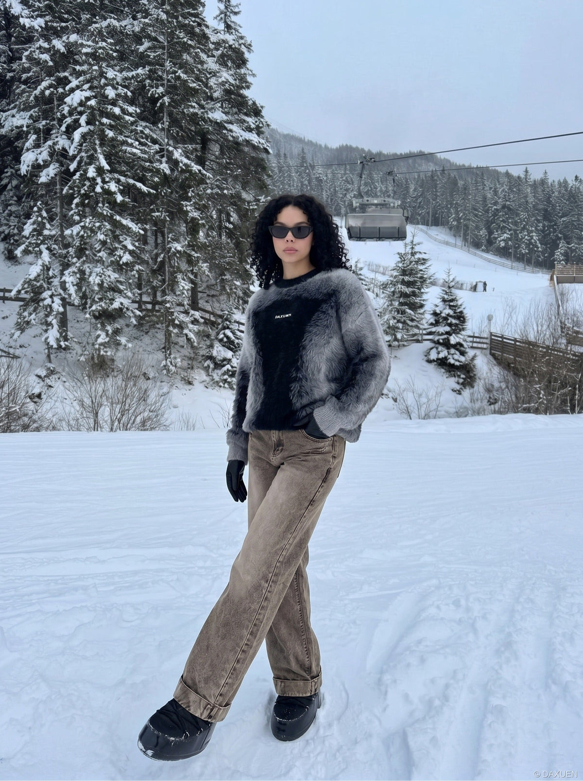 DAXUEN Acid Wash Wide-Leg Jeans | DAXUEN — model photo