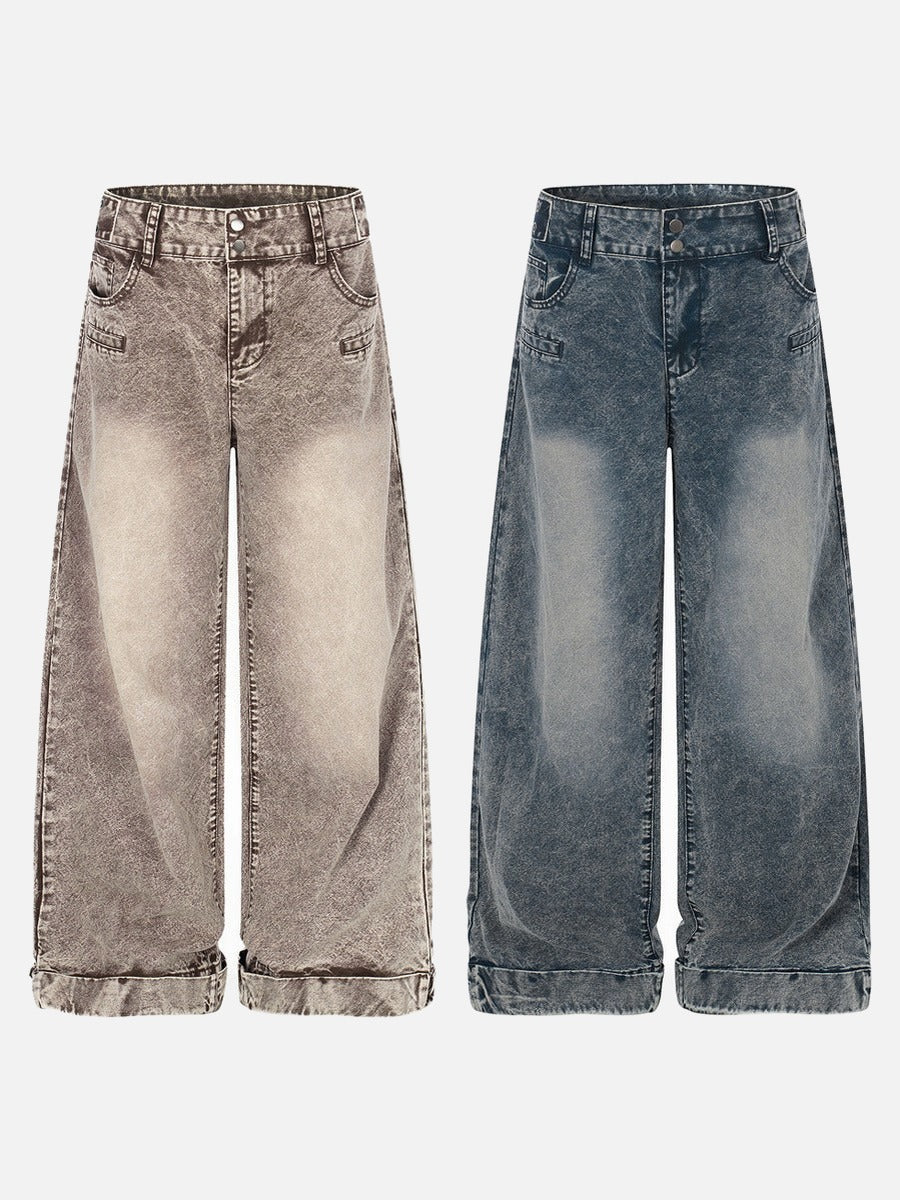 DAXUEN Wide-leg denim jeans with acid wash effect